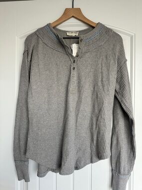 We The Free Men's Light Gray Waffle-Knit Henley Sweater